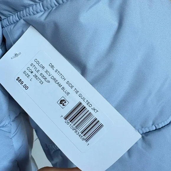 Maralyn & Me Large Quilted Blue Puffer Jacket With Faux Fur Hood - Picture 7 of 8